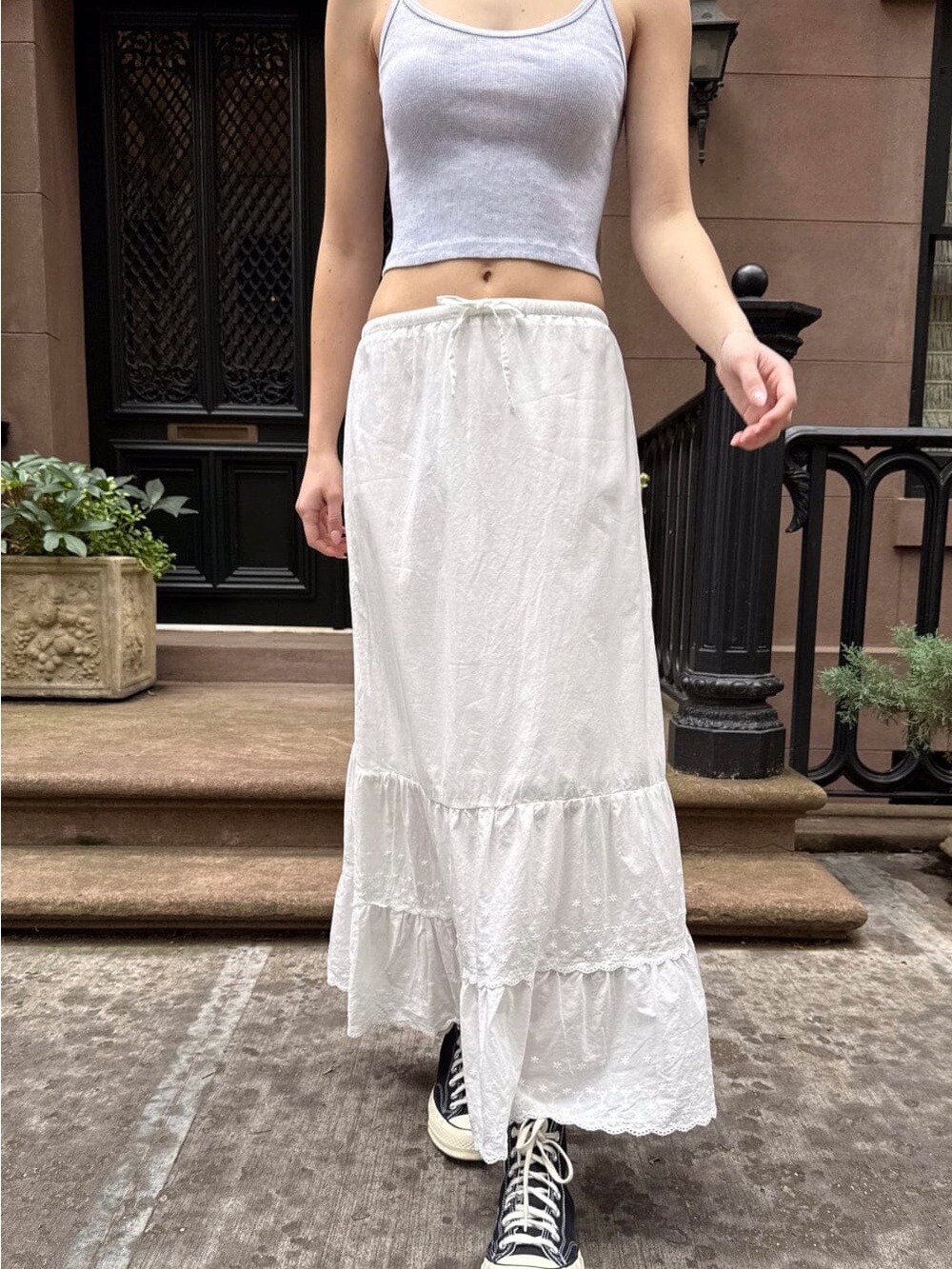Brandy Melville Olive Skirt / White